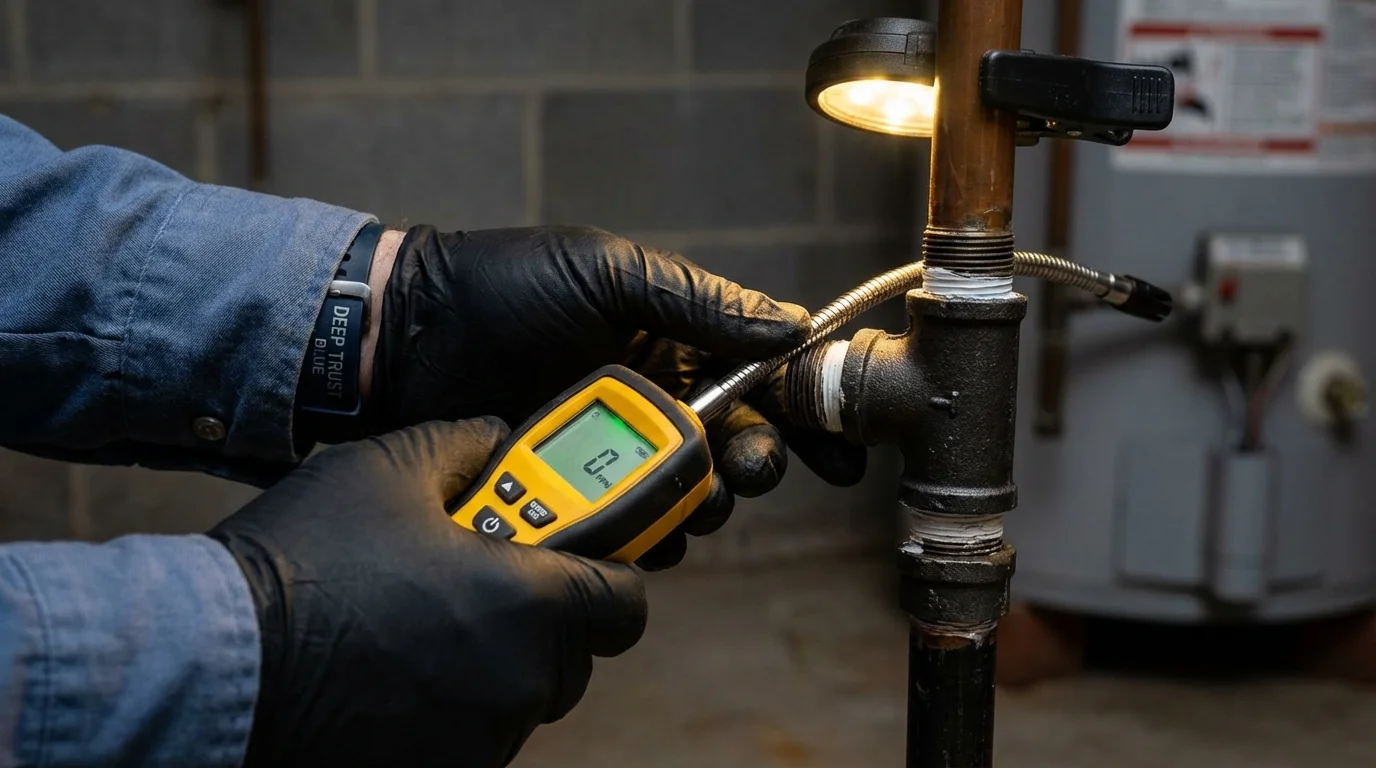 Gas leak detection with electronic sniffer by Johns Plumbing LLC in DeBary