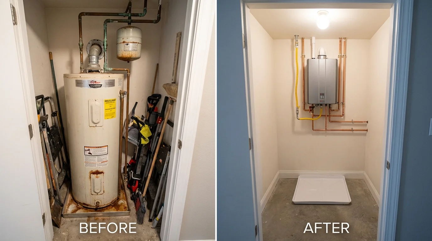 Tank water heater versus wall-mounted tankless unit comparison for DeBary, FL homeowners