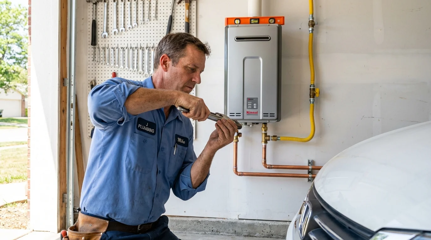 Tankless water heater installation by a Johns Plumbing LLC plumber in DeBary
